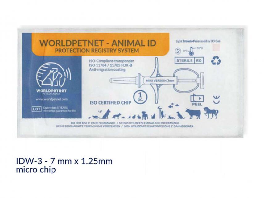 PET MICROCHIP FOR ANIMAL IDW-3 (CODE 900) 7MMX1.25MM MICRO |